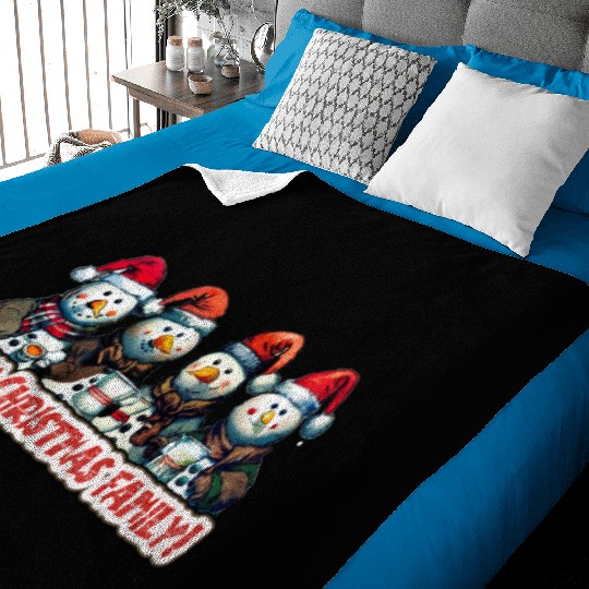 Snowmen in christmas coral, image for end of year, Baby Blankets