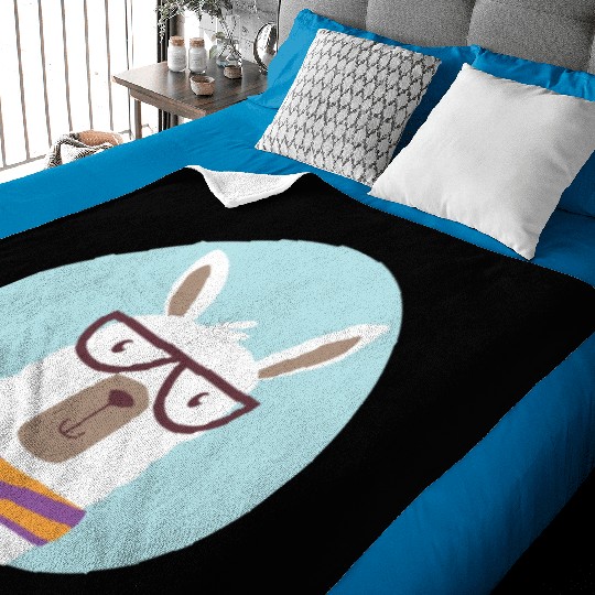 kawaii funny llama wearing glasses and feels cold Baby Blankets