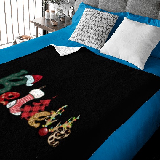 Xmas Christmas Believe Buffalo Plaid Baby Blankets