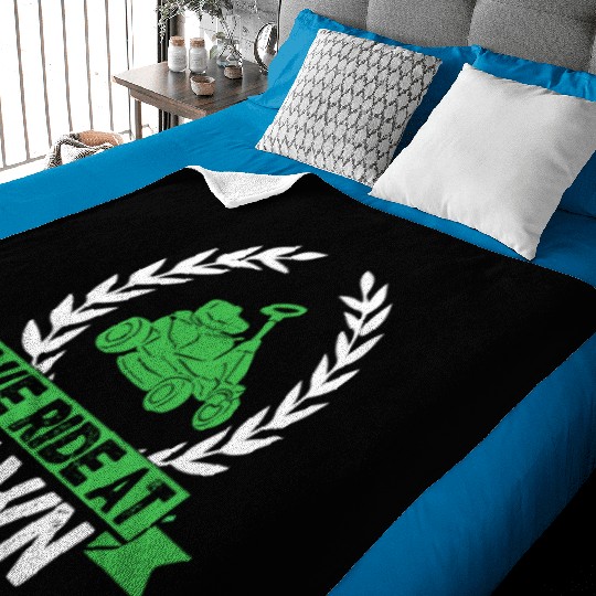 We Ride At Dawn Dad Lawn Mower Make Laugh Day Yard Baby Blankets