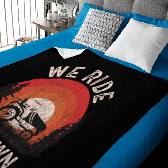 We Ride At Dawn Dad Lawn Mower Make Laugh Day Yard Baby Blankets