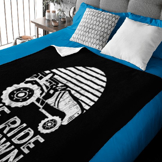 We Ride At Dawn Dad Lawn Mower Make Laugh Day Yard Baby Blankets