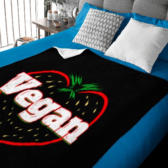 Strawberry Logo For Vegetarians - Go Vegan Baby Blankets