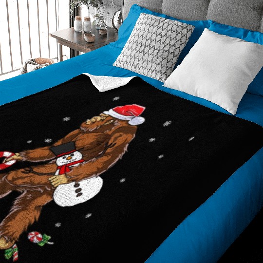 Bigfoot Christmas Funny Winter Boys Men Sasquatch Baby Blankets