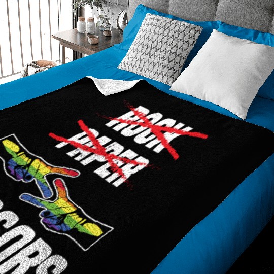 Womens Rock Paper Scissors Funny Lgbt Pride Baby Blankets
