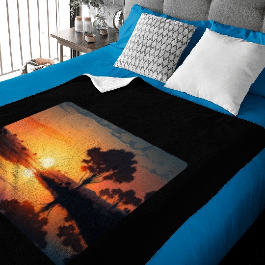 Sunset at the River Baby Blankets