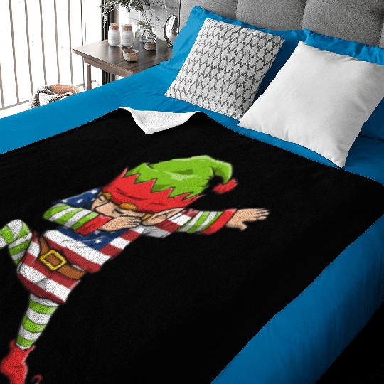 Soccer Boy Dabbing Elf Squad Christmas Jersey Baby Blankets