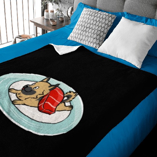 German Shepherd Nigiri Sushi Baby Blankets