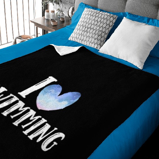 I Love Swimming Swimmer Swim Baby Blankets