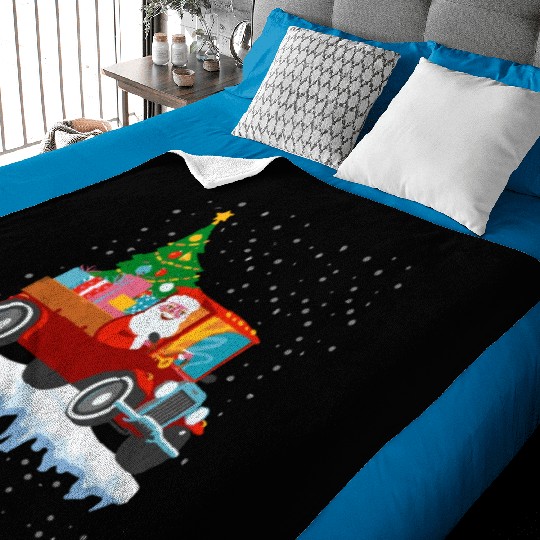 Red jeep pine tree Funny Merry Christmas family Baby Blankets