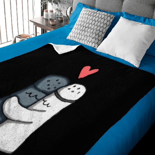 Salt and Pepper Hugging Love : Funny illustration Baby Blankets