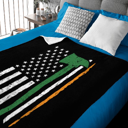 Irish Firefighter American Flag Ireland Baby Blankets