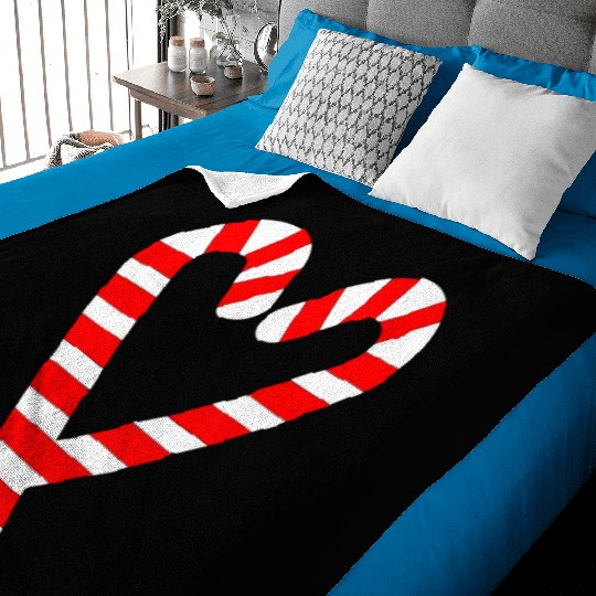 Candy Canes Heart Hearts Christmas Winter Baby Blankets