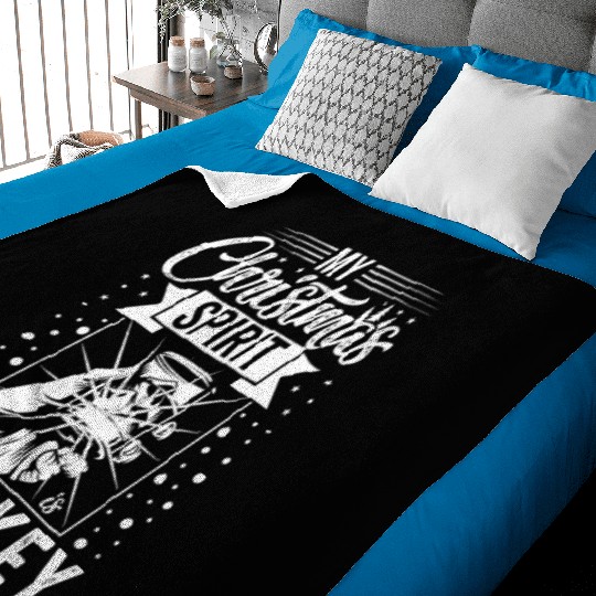 My Christmas Spirit is Whiskey Baby Blankets