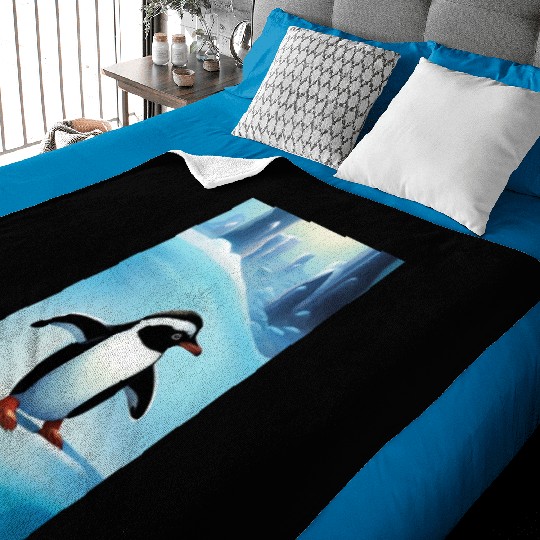 Penguin on ice Baby Blankets