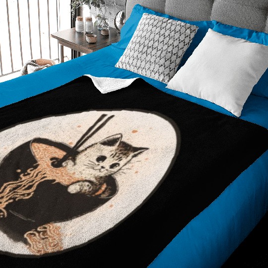 Cat Cat Ramen Noodles Cute Kitten Noodle Soup Baby Blankets