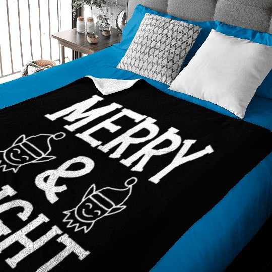 Merry and bright Christmas holiday festive seasons Baby Blankets