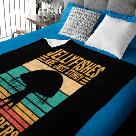 Funny Jellyfish Are Just Stingy Sea Rubbers Retro Baby Blankets