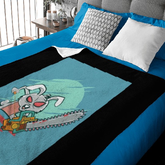 Angry rabbit chainsaw Angry rabbit chainsaw inspir Baby Blankets