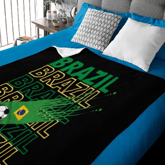 Retro World Brazil Soccer Baby Blankets