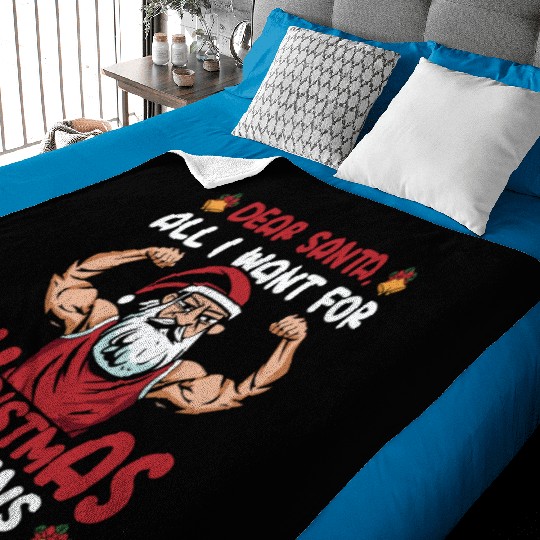 Dear Santa Christmas Gym Training Holiday Workout Baby Blankets