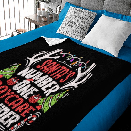 Santas Number One Daycare Provider Christmas Baby Blankets