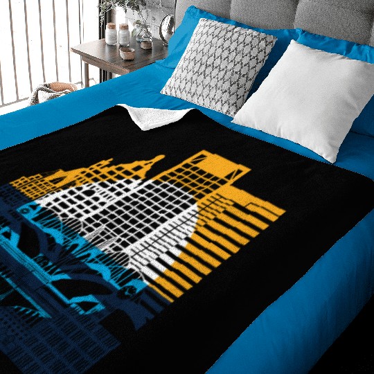 Milwaukee Skyline Squared Milwaukee Peoples Flag D Baby Blankets