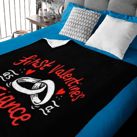 first valentines as fiance hearts day engagement Baby Blankets