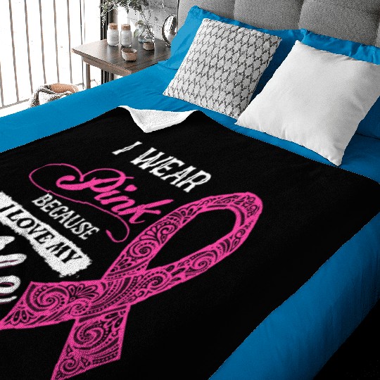 I Wear Pink Because I Love My Wife Breast Cancer Baby Blankets