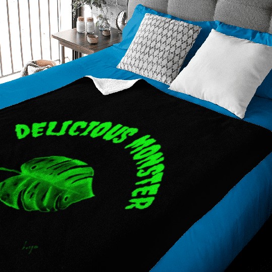Green delicious monster Baby Blankets