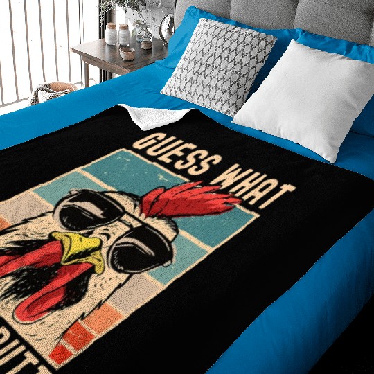 Chicken Meme Design Guess What Chicken Butt Baby Blankets