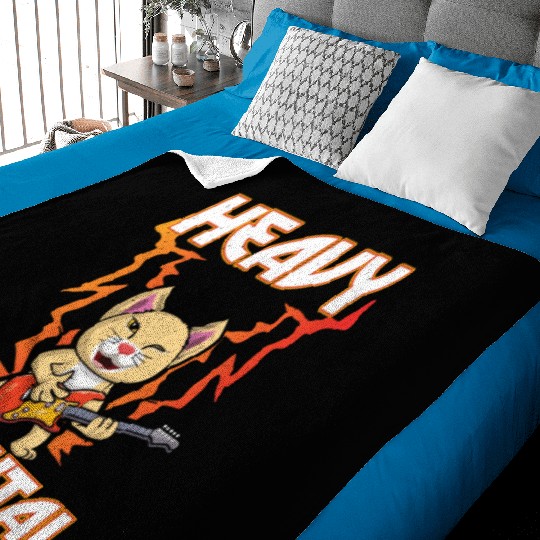 Heavy Meow Metal Music Lover Guitar Kawaii Cat Baby Blankets