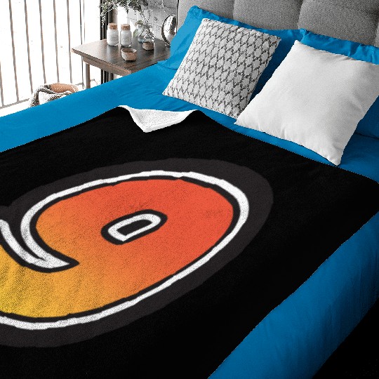 Number Nine 9 Gradient Yellow Orange 3 Stroke Baby Blankets