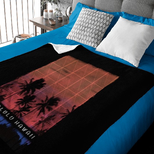 Honolulu Oahu Hawaii Vacation Souvenir Palm Tree Baby Blankets