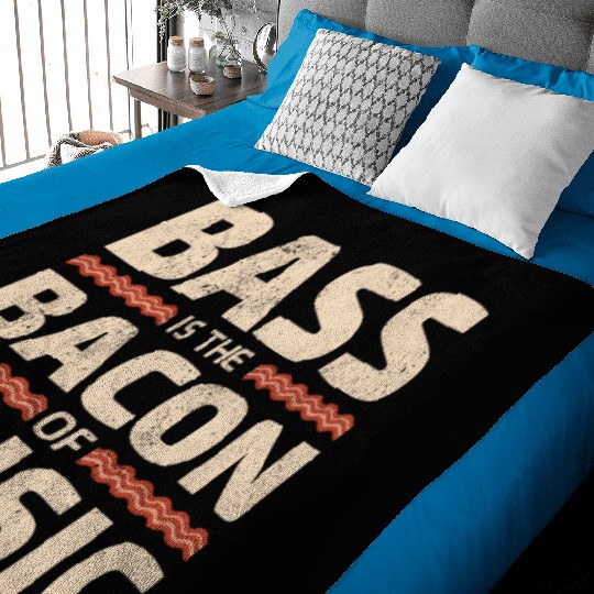 Bass Guitar Player Bacon Music Musician Bassist Baby Blankets
