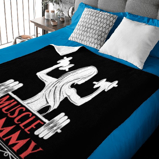 Muscle Mommy fitness saying Baby Blankets