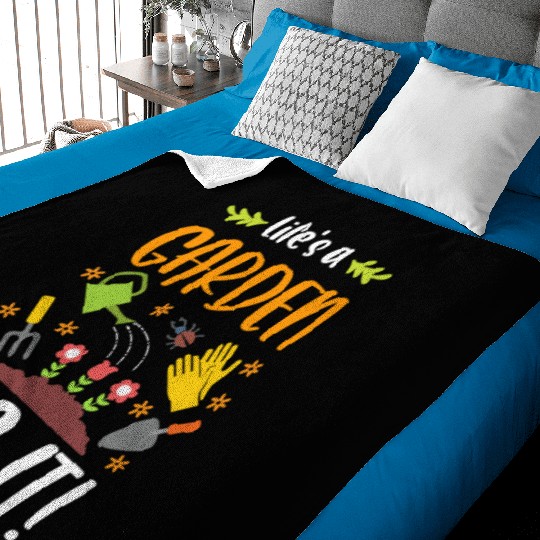 Life's A Garden Dig It Funny Gardening Pun Baby Blankets