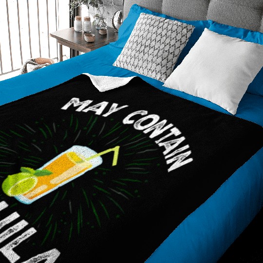 Womens Funny Drinking May Contain Tequila Baby Blankets