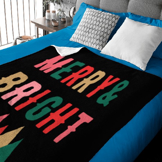Merry and Bright Christmas tree Baby Blankets