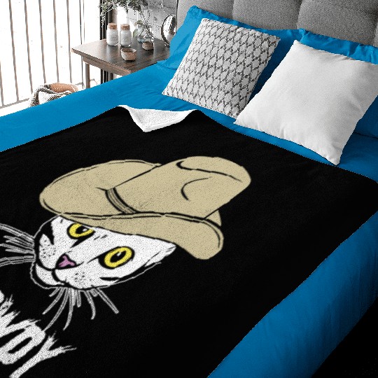 Meowdy Funny Cat Cowboy Hat Design Baby Blankets