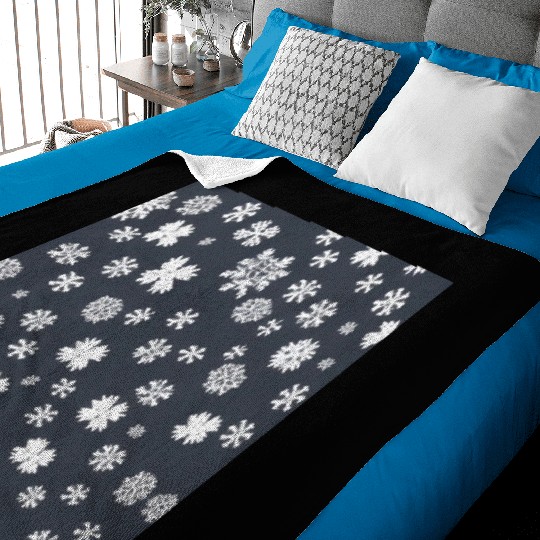 Snowflake pattern on the navy background Baby Blankets