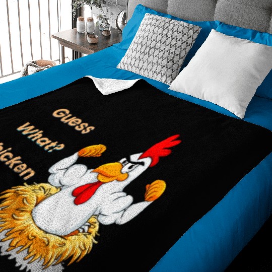 Funny Guess What? Chicken Butt! White Design Baby Blankets