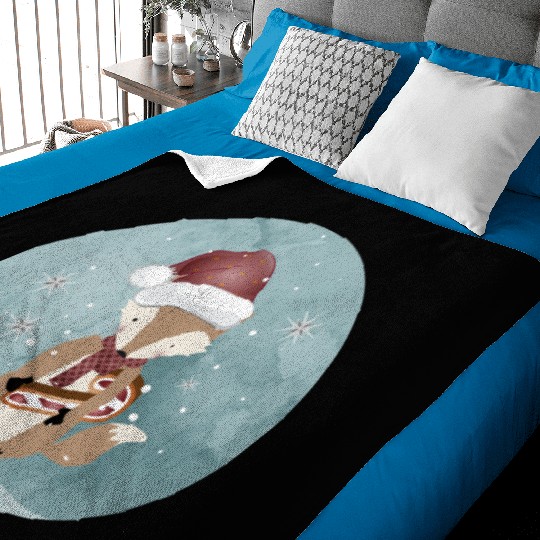 cute fox for Christmas with candy cane Baby Blankets