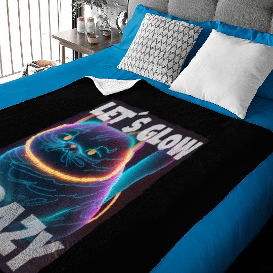 Lets Glow Crazy Cat Kitten Fluffy Cat Baby Blankets