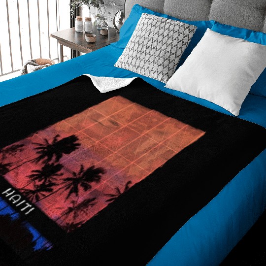 Haiti Caribbean Vacation Souvenir Palm Tree Beach Baby Blankets
