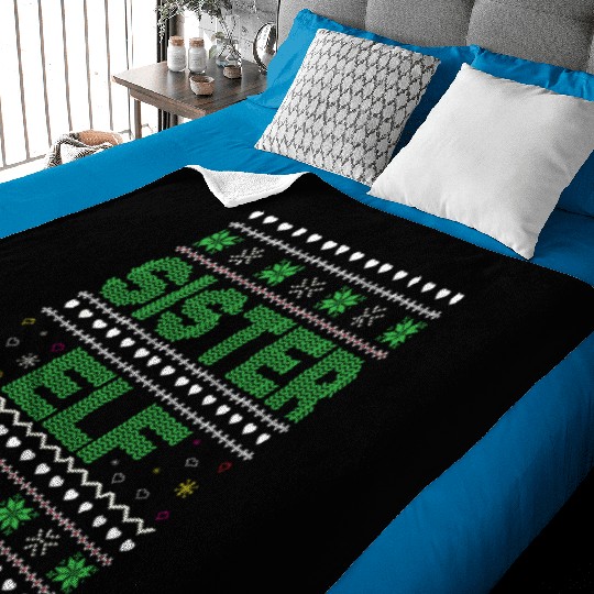 Sister Elf funny ugly christmas Baby Blankets
