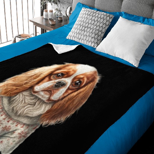 Cute Cavalier King Charles Spaniel Christmas Baby Blankets