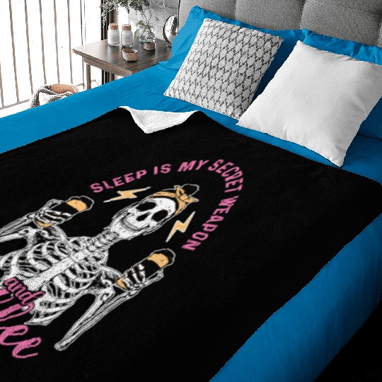 Skeleton Drink Tired Mom needs Coffee Baby Blankets