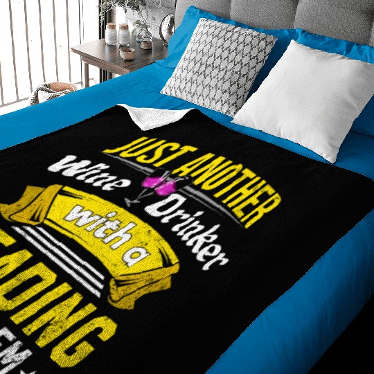 Wine Drinker with Reading Problem Wine Lover Funny Baby Blankets