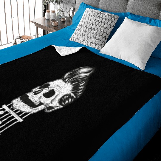 Rock N Roll Skeleton Head -Sweet Rock On Guitar Baby Blankets
